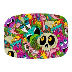Crazy Illustrations & Funky Monster Pattern Mini Square Pill Box by Ket1n9