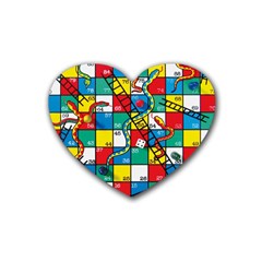 Snakes And Ladders Rubber Heart Coaster (4 Pack) by Ket1n9