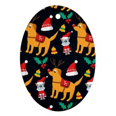 Funny Christmas Pattern Background Oval Ornament (two Sides) by Ket1n9