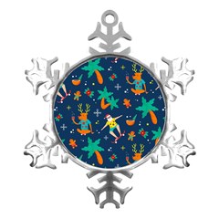 Colorful Funny Christmas Pattern Metal Small Snowflake Ornament by Ket1n9