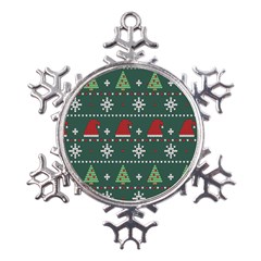 Beautiful Knitted Christmas Pattern Metal Large Snowflake Ornament by Ket1n9