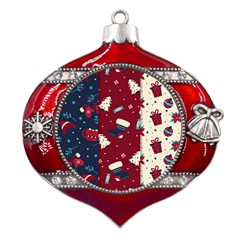 Flat Design Christmas Pattern Collection Art Metal Snowflake And Bell Red Ornament by Ket1n9
