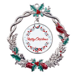 Merry-christmas-christmas-greeting Metal X mas Wreath Holly Leaf Ornament by Ket1n9
