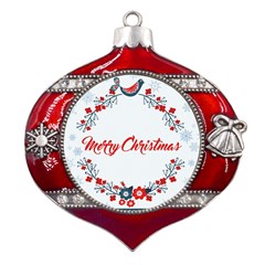 Merry-christmas-christmas-greeting Metal Snowflake And Bell Red Ornament by Ket1n9