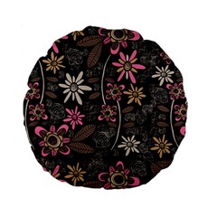 Flower Art Pattern Standard 15  Premium Flano Round Cushions by Ket1n9