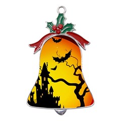 Halloween Night Terrors Metal Holly Leaf Bell Ornament by Ket1n9