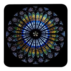 Stained Glass Rose Window In France s Strasbourg Cathedral Square Glass Fridge Magnet (4 Pack) by Ket1n9