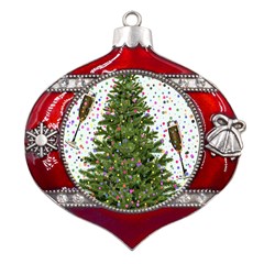 New-year-s-eve-new-year-s-day Metal Snowflake And Bell Red Ornament by Ket1n9