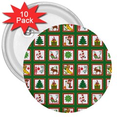 Christmas-paper-christmas-pattern 3  Buttons (10 Pack)  by Grandong