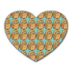 Owl-pattern-background Heart Mousepad by Grandong