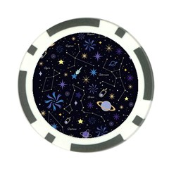 Starry Night  Space Constellations  Stars  Galaxy  Universe Graphic  Illustration Poker Chip Card Guard by Grandong