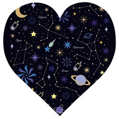 Starry Night  Space Constellations  Stars  Galaxy  Universe Graphic  Illustration Wooden Puzzle Heart by Grandong