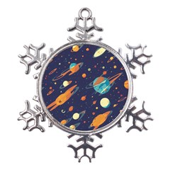 Space Galaxy Planet Universe Stars Night Fantasy Metal Large Snowflake Ornament by Grandong