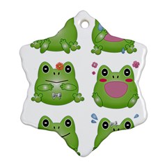 Kawaii-frog-rainy-season-japanese Snowflake Ornament (two Sides) by Grandong
