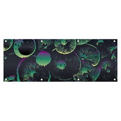 Psychedelic Mushrooms Background Banner And Sign 8  X 3  by Ravend