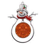 Floral Time In Peace And Love Metal Snowman Ornament Front