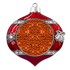 Floral Time In Peace And Love Metal Snowflake And Bell Red Ornament by pepitasart