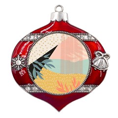 Leaves Pattern Design Colorful Decorative Texture Metal Snowflake And Bell Red Ornament by Vaneshop
