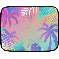 Palm Trees Leaves Plants Tropical Wreath Two Sides Fleece Blanket (mini) by Vaneshop