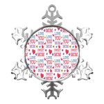 Love Mom Happy Mothers Day I Love Mom Graphic Metal Small Snowflake Ornament Front