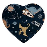 Space Theme Art Pattern Design Wallpaper Ornament (Heart) Front