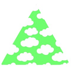 Cute Clouds Green Neon Wooden Puzzle Triangle by ConteMonfrey