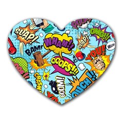 Comic Elements Colorful Seamless Pattern Heart Mousepad by Amaryn4rt