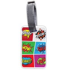 Pop Art Comic Vector Speech Cartoon Bubbles Popart Style With Humor Text Boom Bang Bubbling Expressi Luggage Tag (one Side) by Amaryn4rt