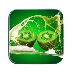 Kiwi Fruit Vitamins Healthy Cut Square Metal Box (black) by Amaryn4rt