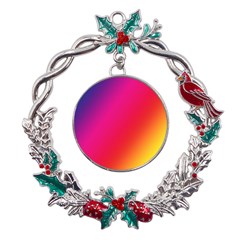Rainbow Colors Metal X mas Wreath Holly Leaf Ornament by Amaryn4rt