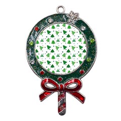 Christmas Trees Pattern Design Pattern Metal X mas Lollipop With Crystal Ornament by Amaryn4rt