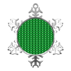 Green Christmas Tree Pattern Background Metal Small Snowflake Ornament by Amaryn4rt