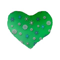 Snowflakes-winter-christmas-overlay Standard 16  Premium Flano Heart Shape Cushions by Amaryn4rt
