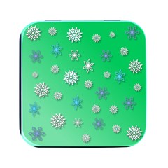 Snowflakes-winter-christmas-overlay Square Metal Box (black) by Amaryn4rt