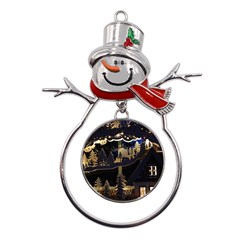 Christmas-advent-candle-arches Metal Snowman Ornament by Amaryn4rt