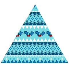 Blue Christmas Vintage Ethnic Seamless Pattern Wooden Puzzle Triangle by Amaryn4rt