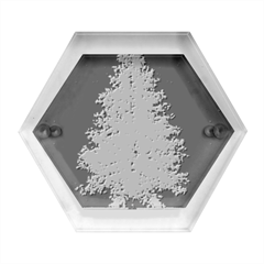 Tree Pine White Starlight Night Winter Christmas Hexagon Wood Jewelry Box by Amaryn4rt