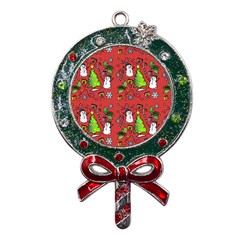 Santa Snowman Gift Holiday Christmas Cartoon Metal X mas Lollipop With Crystal Ornament by Amaryn4rt
