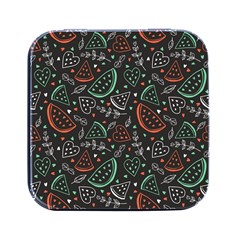 Seamless-vector-pattern-with-watermelons-mint -- Square Metal Box (black) by Amaryn4rt