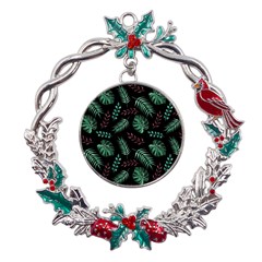 Animals Galaxy Space Metal X mas Wreath Holly Leaf Ornament by Amaryn4rt