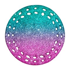 Pink And Turquoise Glitter Round Filigree Ornament (two Sides) by Sarkoni