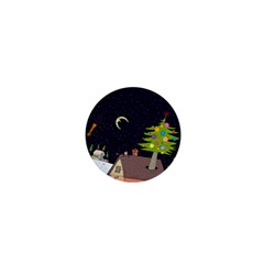 House Tree Man Moon Night Stars 1  Mini Buttons by Pakjumat