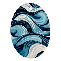 Pattern Ocean Waves Arctic Ocean Blue Nature Sea Ornament (oval) by Pakjumat