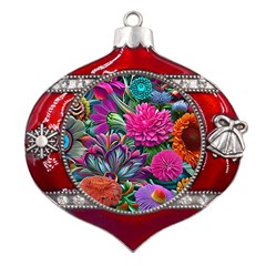 Flowers Nature Spring Blossom Flora Petals Art Metal Snowflake And Bell Red Ornament by Pakjumat