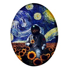 Starry Surreal Psychedelic Astronaut Space Oval Glass Fridge Magnet (4 Pack) by Pakjumat