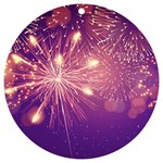 Fireworks On A Purple With Fireworks New Year Christmas Pattern UV Print Acrylic Ornament Round Front