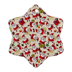 Christmas  Santa Claus Patterns Snowflake Ornament (two Sides) by Sarkoni