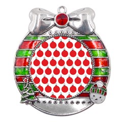 Christmas Baubles Bauble Holidays Metal X mas Ribbon With Red Crystal Round Ornament by Amaryn4rt