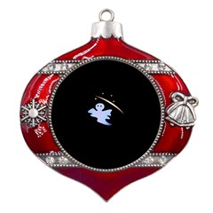Ghost Night Night Sky Small Sweet Metal Snowflake And Bell Red Ornament by Amaryn4rt