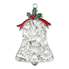 Pattern Motif Decor Metal Holly Leaf Bell Ornament by Amaryn4rt